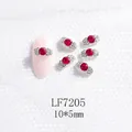 Bijoux d'ongles style japonais avec strass ovales rouges, taille 10x5mm - Strass rouge ovale argenté (LF7205)