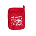 Presina natalizia rossa con scritta 'We Whisk You a Merry Christmas' e asola per appenderla - Ti Frustiamo un Buon Natale