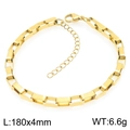 18K gold-plated stainless steel box chain bracelet with lobster clasp, 180x4mm size - Gold Box Chain Bracelet (KB203729-Z)