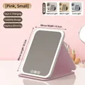 Pink foldable LED makeup mirror with Type-C charging and three-color dimmable light - Pink Small Rechargeable 3-Color Light