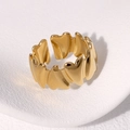 Anello cuore dorato regolabile con cuori multipli collegati e finitura in metallo lucido - Oro