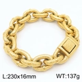 Bracciale da uomo a catena massiccia dorata con trama a martello e lunghezza 230mm - Oro (KB184822-KJX)