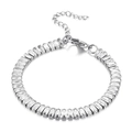 Bracciale in acciaio inossidabile argento con zirconi rettangolari e chiusura a moschettone - Stile Zirconia Rettangolare a Fila Intera (KB161202-Z) / Argento