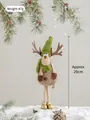 Decorazione natalizia a forma di renna con cappello verde e sciarpa, altezza 29cm su base - Renna Albero di Natale con Cappello Verde - Grande