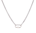 Silver color cable O-chain necklace featuring a unique metal D-carabiner clasp pendant - Small Oval Carabiner Paperclip Chain (Steel)