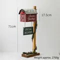 Buzón de Navidad rojo sobre pilar de madera con texto Seasons Greetings, 71cm alto - Estilo de Buzón SPECIAL