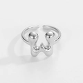 Polierter silberner verstellbarer offener Ring mit abstraktem Wellen-W-Design - Buchstabe W