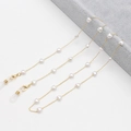 Elegant gold chain eyeglass strap with white heart pearls and adjustable rubber ends - Heart Pearl