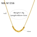 Gold plated stainless steel cube pendant necklace length 40+5cm weight 1.9g - 3D Cube Beaded Pendant (NB-N1356)