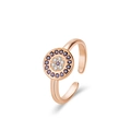 Rose gold adjustable S925 silver ring featuring a blue Turkish evil eye zircon design - Adjustable Open / Rose Gold Ring