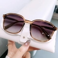 Gafas de sol polarizadas retro de gran tamaño con lentes degradadas y estuche de cuero blanco - Montura Marrón Lentes Degradadas Marrón