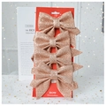 Set of four champagne gold glitter ribbon bows for Christmas tree and wall decoration - Small-Champagne-4Pcs