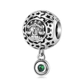 S925 sterling silver Libra zodiac charm with green gemstone for European snake bracelets - Libra - Green Zirconia