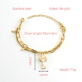 18K gold plated stainless steel double layer bracelet with hollow key pendants - Key Charm (406 Gold) / Gold