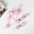 Hundespielzeug Set aus Baumwollseil in Pink und Blau für kräftiges Kauen und Zahnpflege - 6-teiliges Macaron Haustierseil-Set