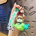 Rotierender Panda-Pilot Schlüsselanhänger mit grünem Flugzeug und Silikonband - Panda Armband-Pilot