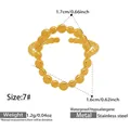 Detail view of a gold beaded open stainless steel ring with size and weight specs - Bead Connected Open Style (Y183) / Gold