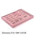 Pink velvet jewelry organizer tray for rings and earrings, 27.5x20x2.5cm display tray - Light Pink Velvet