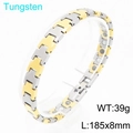 Two-tone gold and silver tungsten steel magnetic therapy bracelet for men - Two-tone Gold (KB208938-JI)