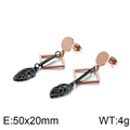 Minimalistische lange geometrische quadratische Ohrringe in Roségold und Schwarz, 50x20mm - Roségold-Schwarz (KE88443-KFC)