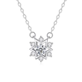 Exquisite 925 sterling silver necklace featuring a hollow hexagram star pendant with full diamonds - Star-shaped Snowflake (fddz-097) / White Gold