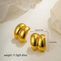 Dettaglio orecchini a goccia bombati placcati oro 18K, dimensioni 1,8 cm x 2,2 cm, eleganti - Stile Arco a Doppio Strato