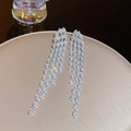Orecchini a nappa in argento S925 con frange di zirconi marquise a più file - Frangia a Gradini Marquise Argento (E0352)