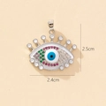 Detail view of colorful zircon evil eye pendant with 2.5cm and 2.4cm dimensions - B-9 Style/Enamel Star Eye