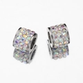 Silver stainless steel spacer beads with iridescent rhinestones for DIY jewelry making - 10pcs/Pack / AB Color