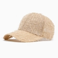 Beige distressed baseball cap with long tassels and street style frayed texture - Adjustable / Khaki