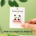 Cute panda on pink cloud enamel pin with Good Luck text for clothes decor - Energetic Panda