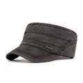 Distressed dark gray cotton cadet cap for men with a metallic fashion side plate - Adjustable / Black