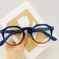 Occhiali anti luce blu retrò con montatura sfumata blu e marrone e borchie argentate - Sfumato da Blu a Marrone