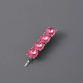 Classic silver metal hair clip featuring four sparkling round pink rhinestones - Silver Rose Red Rhinestone Hair Clip
