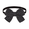 Close-up of black and white tweed pet bow tie with elegant ribbed ribbon texture - Black and White Patchwork