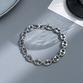 Men's hip-hop stainless steel chain bracelet in silver finish with lobster clasp - gfaa322-Circular Link Design