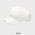 Casquette gavroche blanche en similicuir PU pour femme avec finition texturée et coupe octogonale - Taille Unique (54-58cm) / Blanc