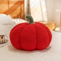 Cozy red plush pumpkin throw pillow with green stem for chic living room decoration - Red