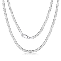 Detail of S925 sterling silver flat mariner chain with Italy hallmark and lobster clasp - Silver (5mm Width 45cm Length)