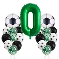 Kit de ballons de foot avec chiffre 0 vert et ballons en aluminium pour fête sportive - Chiffre 0