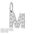 Silver stainless steel pendant featuring a sparkling zircon-encrusted letter M charm - Letter M(ZP39269) / Steel