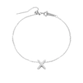 Silver stainless steel anklet with personalized letter X charm and adjustable clasp - Letter X / Silver