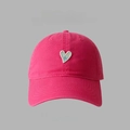 Rose red baseball cap with heart embroidery and high-quality cotton twill fabric - 55-59CM / Rose Red