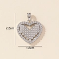 Macro shot of silver pixel heart pendant showing 2.2cm height and 1.8cm width details - 0228-27/Silver Full Zirconia Heart