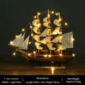 Ξύλινο ομοίωμα πλοίου Cutty Sark με LED φωτισμό, 40cm vintage ναυτική διακόσμηση - 40cm Με Φως LED (Χρώμα Καμένου)