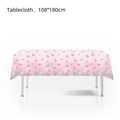 Pink butterfly and floral party tablecloth detail, size 108x180cm for birthday decor - Tablecloth 1PC