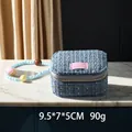 Mini-Schmuckkästchen aus blauem Tweed mit Perlengriff für Ringe und Armbänder - Tweed/Leinen / Groß Blau (Tweed mit Anhänger)