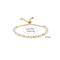 Adjustable gold chain bracelet with white oval pearls and sliding beads for women - Freshwater Pearl Adjustable Drawstring Bracelet - Gold
