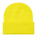 Gorro de punto acrílico amarillo neón con textura acanalada cálida para exteriores - Talla única / Amarillo tierno