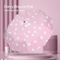 Pink automatic umbrella with white flower pattern and reinforced 10-rib frame structure - 10 Ribs Automatic / Pink French Style